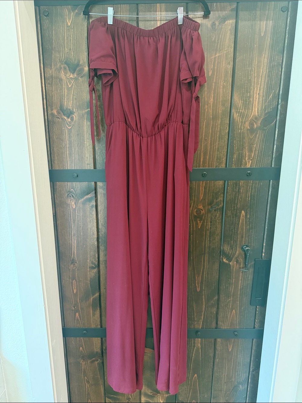 Gianni Bini Burgundy One-Shoulder Jumpsuit